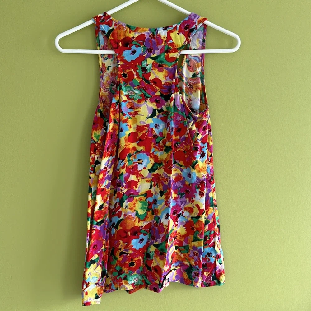 CAbi top with pretty multicolor floral print and  racerback. - Picture 3 of 4
